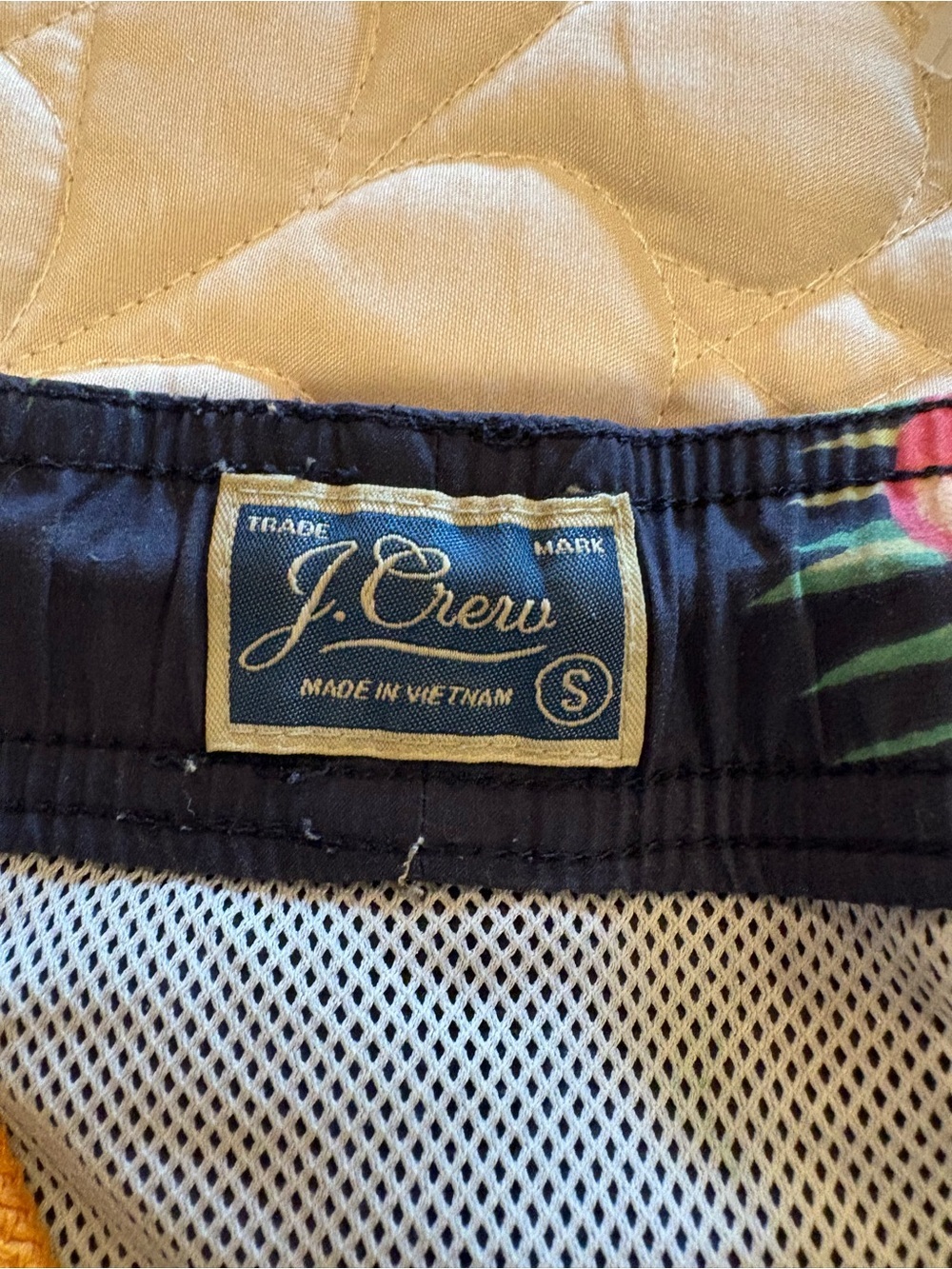 J. Crew Navy Swim Trunks with Pink Floral Print - Picture 5 of 11